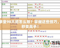街機拳皇98大招怎么放？掌握這些技巧，讓你秒變高手！