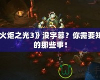 《火炬之光3》沒字幕？你需要知道的那些事！