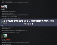 DOTA中文維基關閉了，你的DOTA世界還剩下什么？