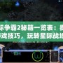 星際爭霸2秘籍一覽表：提升游戲技巧，玩轉(zhuǎn)星際戰(zhàn)場！