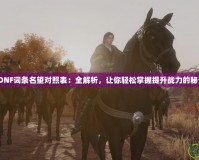 《DNF詞條名望對照表：全解析，讓你輕松掌握提升戰力的秘訣》