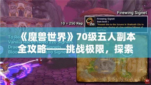 《魔獸世界》70級五人副本全攻略——挑戰極限，探索精彩！