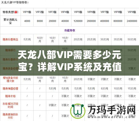 天龍八部VIP需要多少元寶？詳解VIP系統及充值攻略