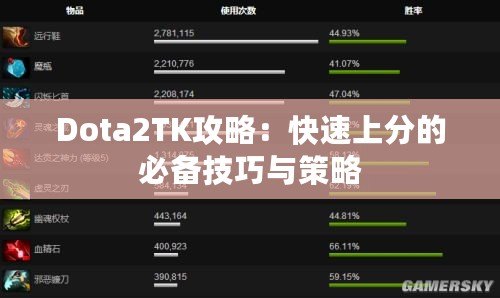 Dota2TK攻略：快速上分的必備技巧與策略