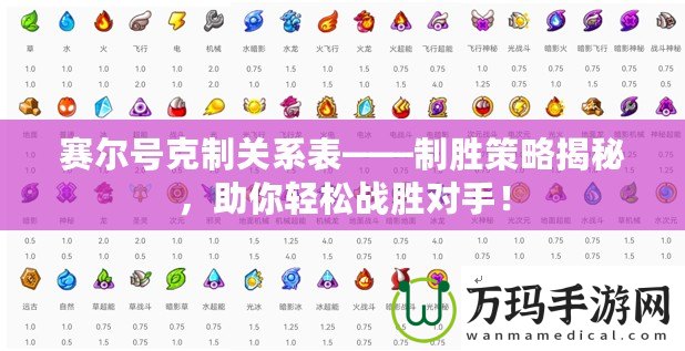 賽爾號克制關系表——制勝策略揭秘，助你輕松戰勝對手！