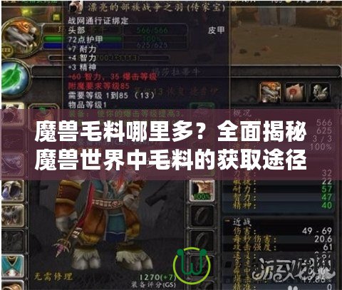 魔獸毛料哪里多？全面揭秘魔獸世界中毛料的獲取途徑！