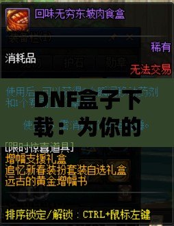 DNF盒子下載：為你的游戲體驗(yàn)增添無(wú)限樂趣