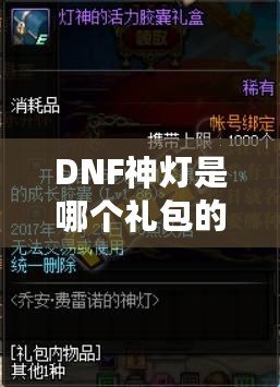 DNF神燈是哪個禮包的？探索《地下城與勇士》最新神燈禮包的驚喜與價值