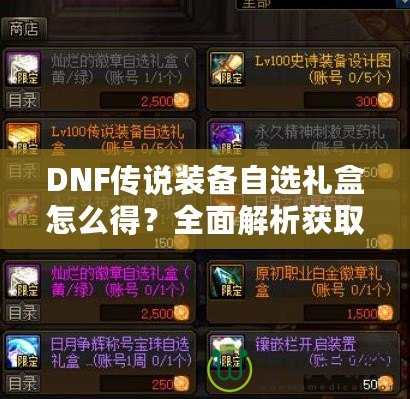 DNF傳說裝備自選禮盒怎么得？全面解析獲取方式與技巧