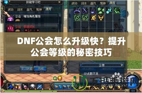 DNF公會怎么升級快？提升公會等級的秘密技巧