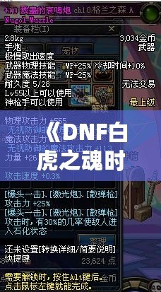 《DNF白虎之魂時裝是哪年的？回顧經典，探秘這款時裝的傳奇魅力》