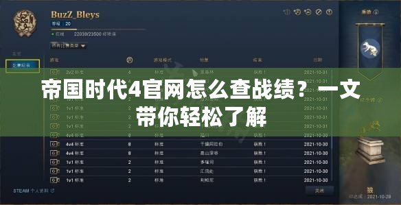 帝國時代4官網(wǎng)怎么查戰(zhàn)績？一文帶你輕松了解