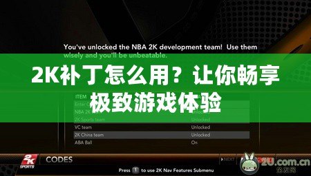 2K補丁怎么用？讓你暢享極致游戲體驗