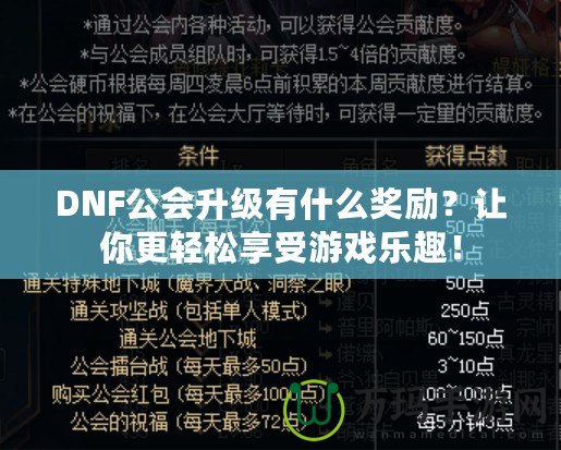 DNF公會升級有什么獎勵？讓你更輕松享受游戲樂趣！