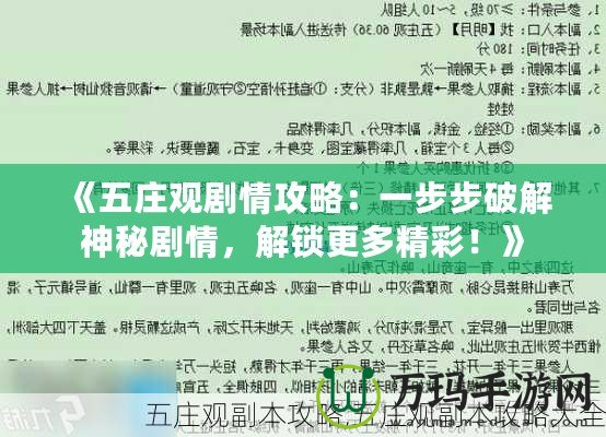 《五莊觀劇情攻略：一步步破解神秘劇情，解鎖更多精彩！》