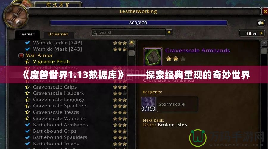 《魔獸世界1.13數據庫》——探索經典重現的奇妙世界