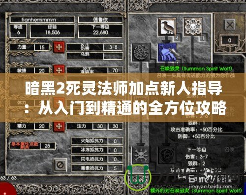 暗黑2死靈法師加點新人指導：從入門到精通的全方位攻略