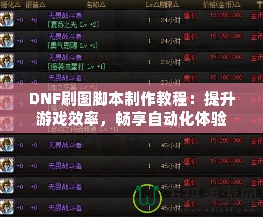 DNF刷圖腳本制作教程：提升游戲效率，暢享自動化體驗