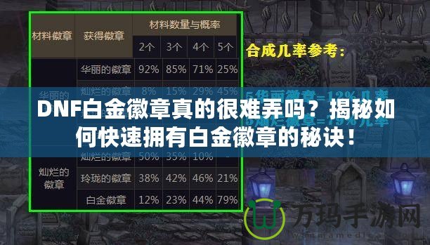 DNF白金徽章真的很難弄嗎？揭秘如何快速擁有白金徽章的秘訣！