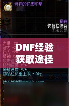 DNF經驗獲取途徑解析：輕松升級，快速提升！