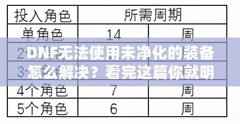 DNF無法使用未凈化的裝備怎么解決？看完這篇你就明白了！