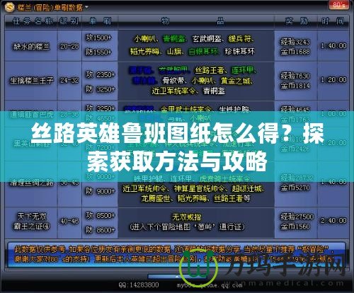 絲路英雄魯班圖紙怎么得？探索獲取方法與攻略