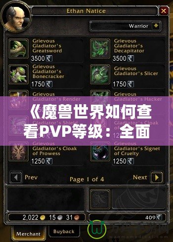 《魔獸世界如何查看PVP等級：全面解析與實用技巧》