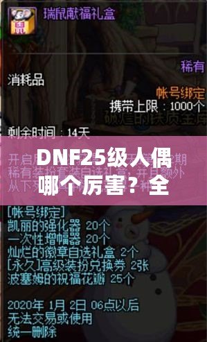 DNF25級人偶哪個厲害？全方位解析最強人偶選擇！