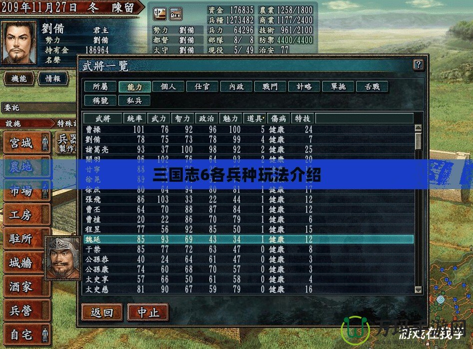 三國志6各兵種玩法介紹