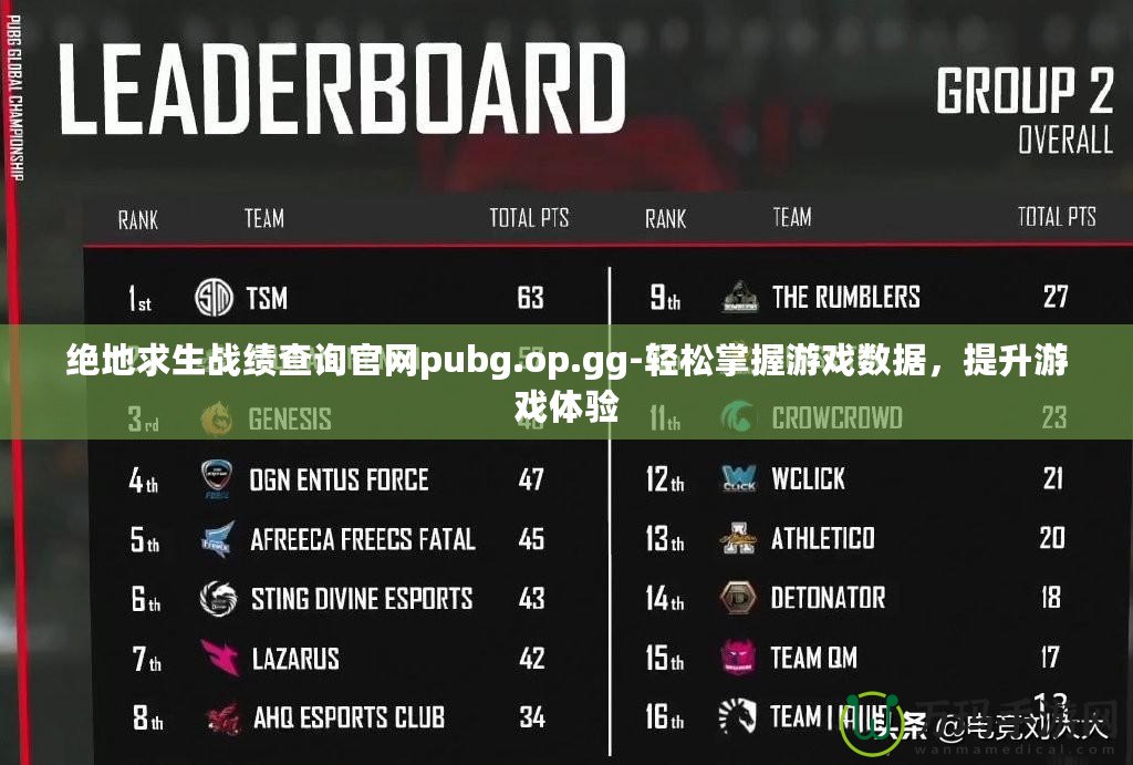 絕地求生戰績查詢官網pubg.op.gg-輕松掌握游戲數據，提升游戲體驗