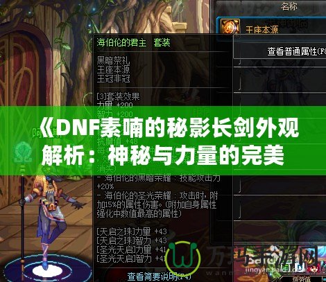 《DNF素喃的秘影長劍外觀解析：神秘與力量的完美結合》