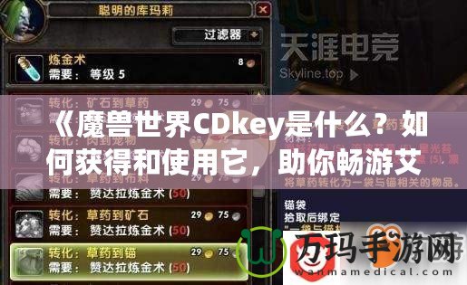 《魔獸世界CDkey是什么？如何獲得和使用它，助你暢游艾澤拉斯》