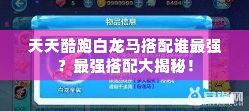 天天酷跑白龍馬搭配誰最強？最強搭配大揭秘！